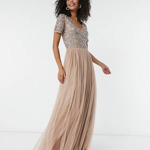 ASOS Sequin Maxi Dress Maya Dress Bridesmaid Mother of Bride Dress Size 6